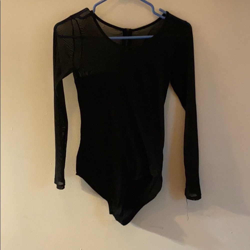 Mesh Top Black Bodysuit